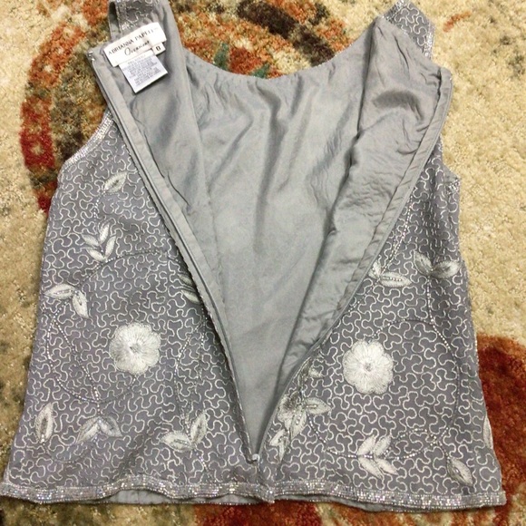 Adrianna Papell Floral Silk 2 Piece Tank Embroidered Beaded Sparkle Jacket 8 - Picture 12 of 15